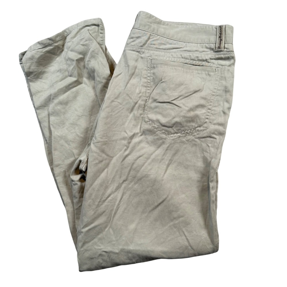 Tommy Bahama Pants Men 38 Khaki Tencel Cotton Blend Straight Leg Casual Tan